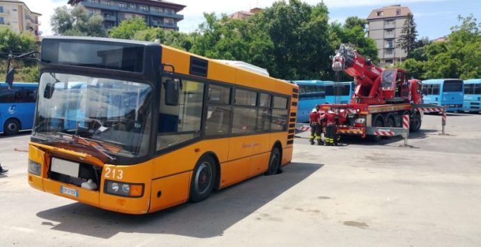 Si apre voragine nel piazzale, autobus ci sprofonda dentro