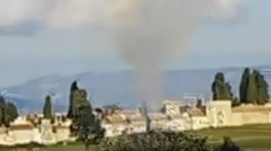 VIDEO | Cipresso in fiamme nel cimitero di Vibo