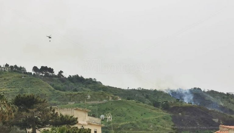 Vasto rogo sulle colline di Tropea, interviene l’elicottero antincendio – Video