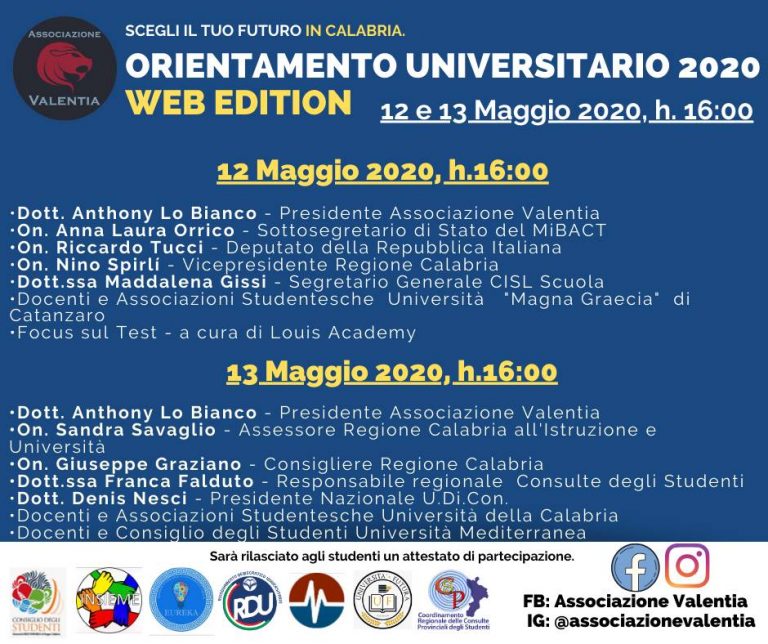 Università, l’associazione Valentia lancia il primo orientamento online