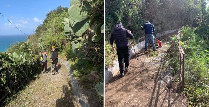 Nicotera, ripulita l’antica strada dell’Agnone che dal borgo porta al mare