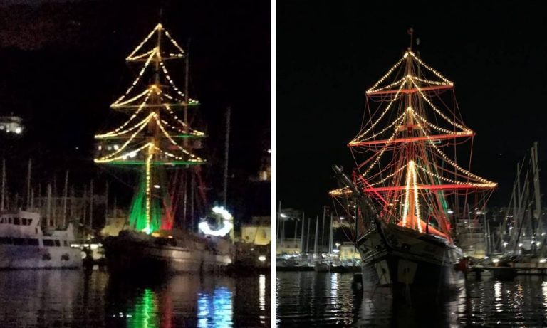 Vibo Marina, il brigantino Florette si trasforma in un originale albero di Natale