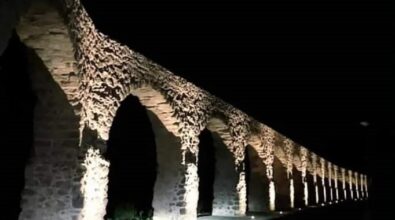 Spilinga, l’illuminazione dell’antico acquedotto ad archi incanta i passanti