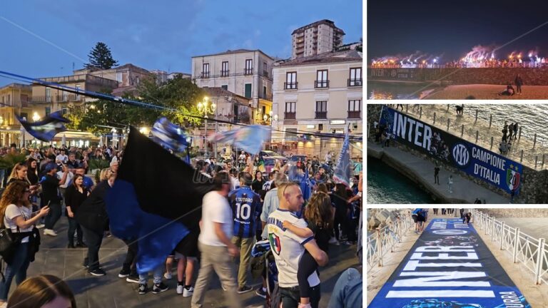 Pizzo celebra lo scudetto dell’Inter, tifosi nerazzurri in festa per il ventesimo Tricolore