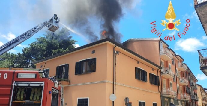 Incendio in pieno centro a Vibo, in fiamme il tetto di una casa: salvati due cani – Video