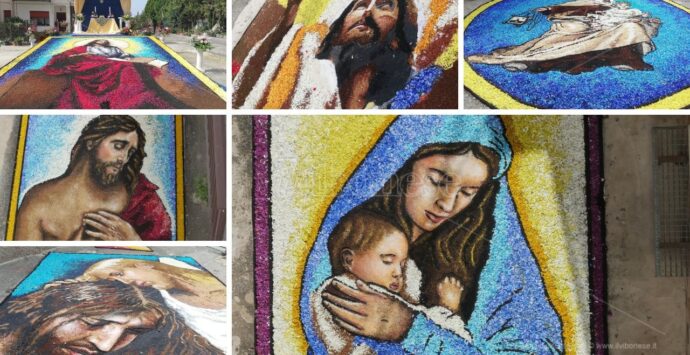 Il Corpus domini a Potenzoni, il paese dell’Infiorata si riempie di petali e colori -Foto