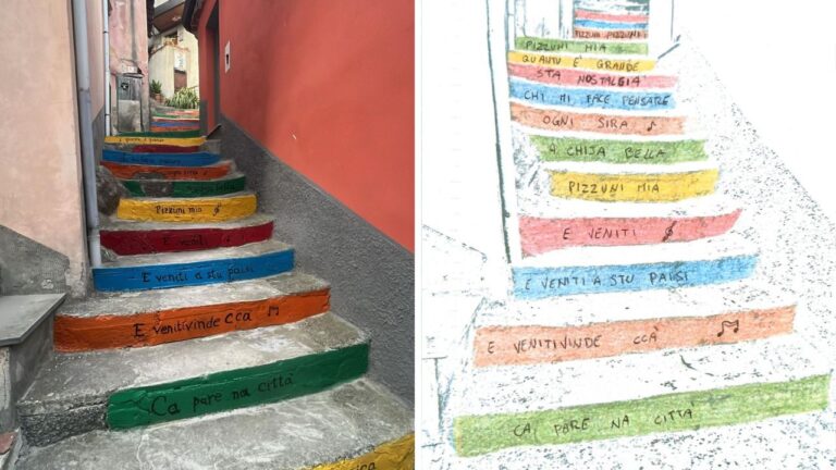 Una scala colorata anima il cuore di Pizzoni, la Pro loco: «Omaggiamo il paese e le nostre radici»