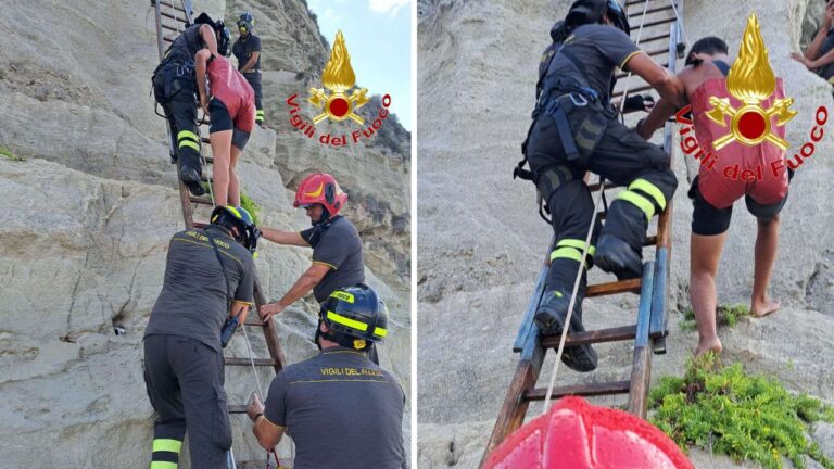 Tropea, ragazzo si arrampica sullo scoglio di Santa Maria dell’Isola e non riesce a scendere: salvato dai vigili del fuoco