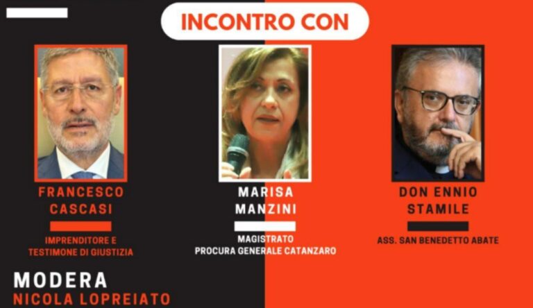 Storie di resistenza: incontro a Vibo Marina con don Ennio Stamile, Francesco Cascasi e Marisa Manzini