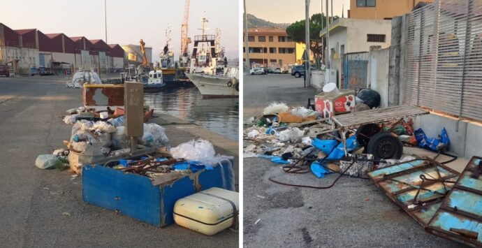 Degrado al porto di Vibo Marina: rifiuti abbandonati lungo la banchina Tripoli