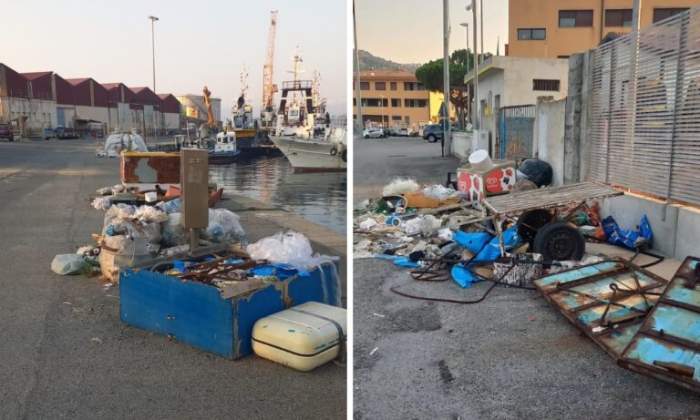 Degrado al porto di Vibo Marina: rifiuti abbandonati lungo la banchina Tripoli