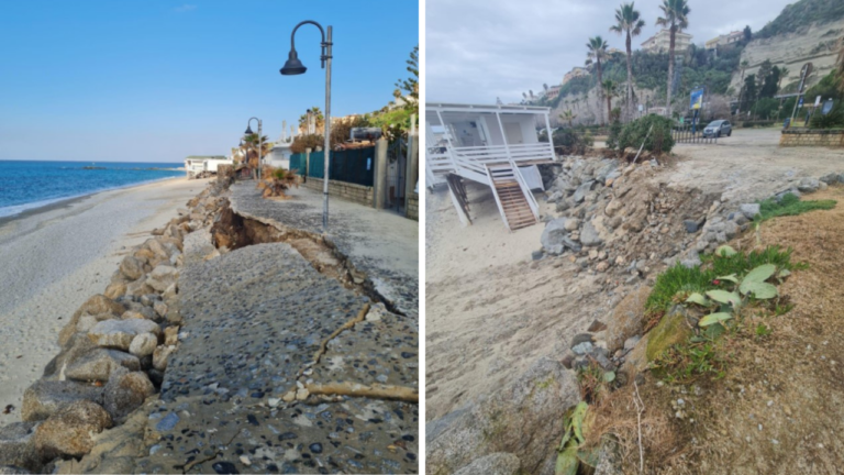 Il lungomare di Tropea devastato dalle mareggiate, Piserà scrive ai commissari: «Stagione alle porte, intervenite subito»