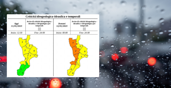 Allerta arancione domani nel Vibonese, il bollettino della Prociv: «Condizioni meteo in peggioramento»