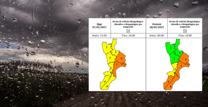 Meteo, nel Vibonese allerta arancione nei comuni montani e gialla nel resto della provincia: in arrivo piogge e temporali