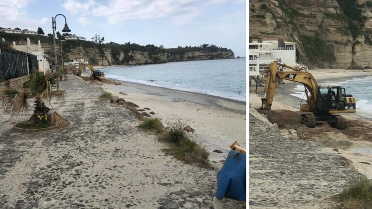 Tropea, partiti stamane i lavori di ripristino del lungomare Sorrentino sgretolatosi (ancora) durante le mareggiate invernali